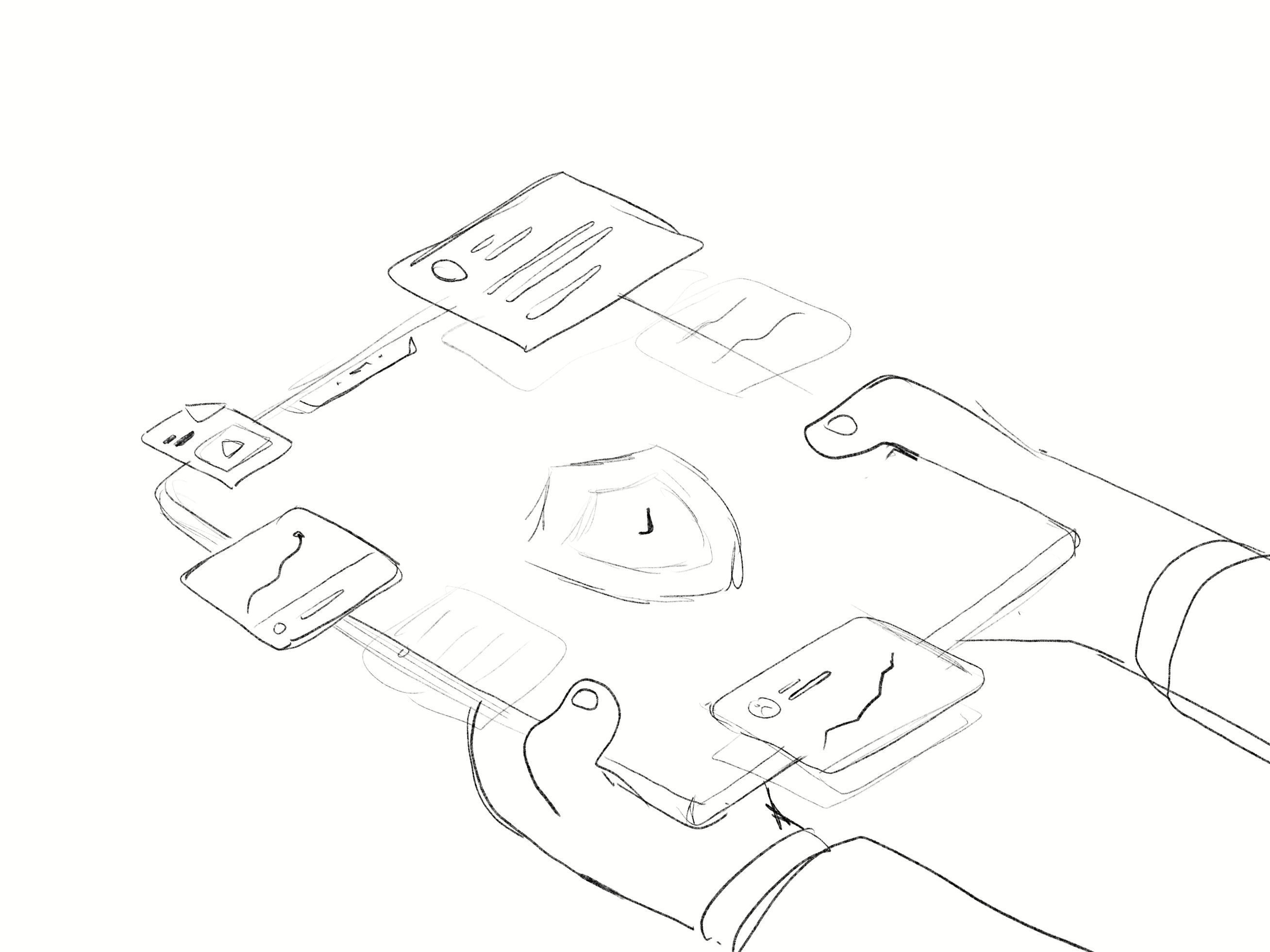 Isometric Secure Analytic Illustration Sketch