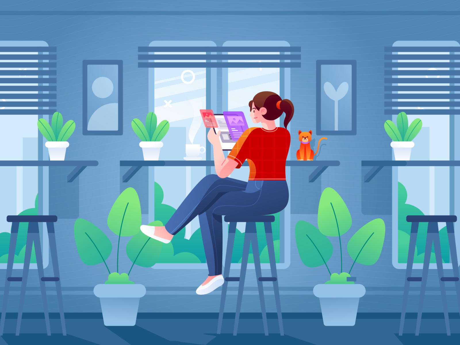 Reading Anywhere Illustration Concept